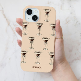 おしゃれなエスプレッソボウパターン茶色のカスタム iPhone 15ケース