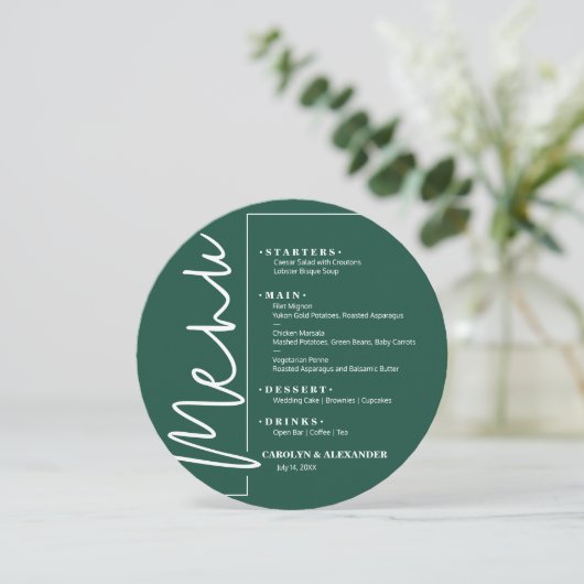 おしゃれなエメラルドグリーン丸型 メニュー (スタンド正面)