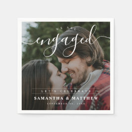 おしゃれなエレガントなカップル写真エンゲージメントパーティー スタンダードカクテルナプキン