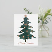 おしゃれなエレガントなクリスマスツリー 実物 箔シーズンポストカード (立ち正面)