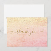 おしゃれなエレガントなゴールドグリッタースクリプト サンキューカード (正面/裏面)