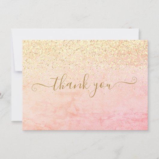 おしゃれなエレガントなゴールドグリッタースクリプト サンキューカード (正面)