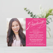 おしゃれなエレガントなスクリプト卒業パーティー招待状 招待状 (スタンド正面)