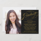 おしゃれなエレガントなスクリプト卒業パーティー招待状 招待状 (正面)