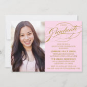 おしゃれなエレガントなスクリプト卒業パーティー招待状 招待状 (正面)