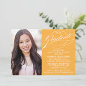 おしゃれなエレガントなスクリプト卒業パーティー招待状 招待状 (スタンド正面)