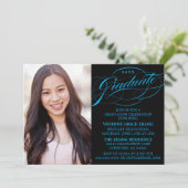 おしゃれなエレガントなスクリプト卒業パーティー招待状 招待状 (スタンド正面)