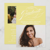 おしゃれなエレガントなスクリプト2 卒業パーティー招待状 招待状 (正面/裏面)