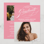 おしゃれなエレガントなスクリプト2 卒業パーティー招待状 招待状 (正面/裏面)