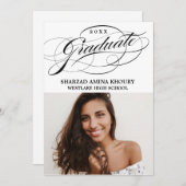 おしゃれなエレガントなスクリプト2 卒業パーティー招待状 招待状 (正面/裏面)