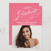 おしゃれなエレガントなスクリプト2 卒業パーティー招待状 招待状 (正面/裏面)