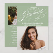 おしゃれなエレガントなスクリプト2 卒業パーティー招待状 招待状 (正面/裏面)