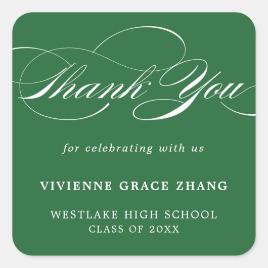 おしゃれなエレガントなスクリプト　サンキューステッカー スクエアシール (正面)