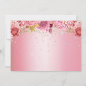 おしゃれなエレガントなピンクの花の卒業式 招待状 (裏面)