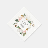 おしゃれなエレガントなマグノリアの花のブライダルシャワーデザイン スタンダードカクテルナプキン (角)