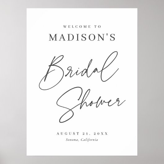おしゃれなエレガントなミニマルな結婚前お披露目会のウェルカムサイン ポスター (正面)
