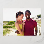 おしゃれなエレガントなモノグラム 2 枚の写真 ウェディング 箔招待状 (裏面)