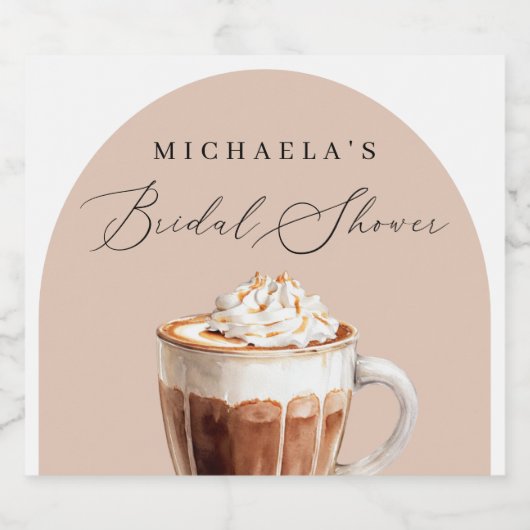 おしゃれなエレガントな愛はコーヒーを淹れる ブライダルシャワー スパークリングワインラベル (シングルラベル)