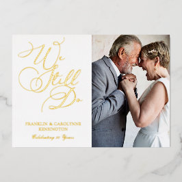 おしゃれなエレガントな結婚記念日の誓い更新写真 箔招待状