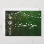 おしゃれなエレガントな緑のオーナメント サンキューカード (正面)