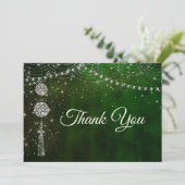 おしゃれなエレガントな緑のオーナメント サンキューカード (スタンド正面)