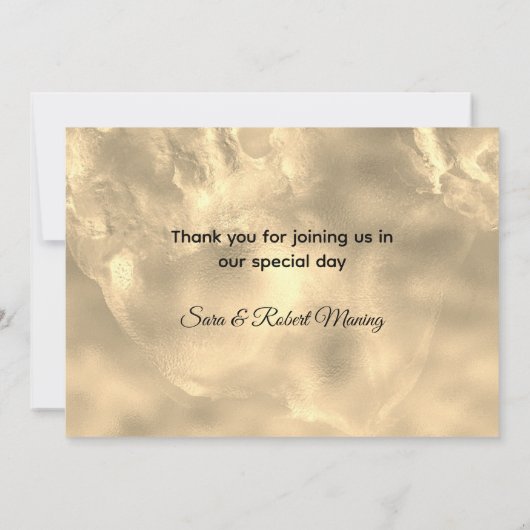 おしゃれなエレガントな黒と金のグリッターが垂れる サンキューカード (裏面)