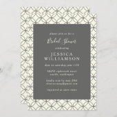 おしゃれなエレガントな黒白のラインアートのブライズシャワー 招待状 (正面/裏面)