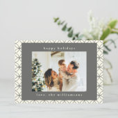 おしゃれなエレガントな黒白ラインアートのカスタム写真 シーズンカード (スタンド正面)