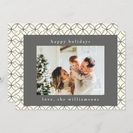 おしゃれなエレガントな黒白ラインアートカスタム写真 シーズンカード (正面/裏面)