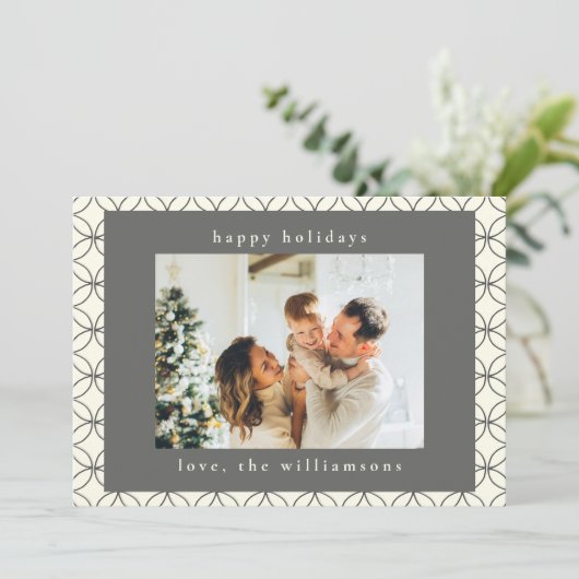 おしゃれなエレガントな黒白ラインアートカスタム写真 シーズンカード (スタンド正面)