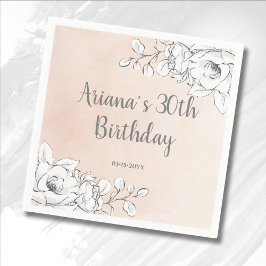 おしゃれなエレガントピンクと白の花 スタンダードカクテルナプキン