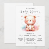 おしゃれなエンchantedベアベビーシャワー 招待状 (正面/裏面)