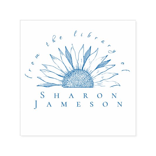 おしゃれなオリジナル名前のひまわり図書館スタンプ セルフインキングスタンプ (デザイン)