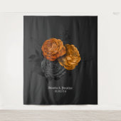 おしゃれなオレンジとブラックのゴシックウェディングテーマ タペストリー (正面)