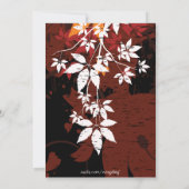 おしゃれなオレンジと白の葉のデザイン 招待状 (裏面)