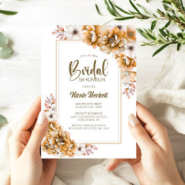 おしゃれなオレンジの花のブライズシャワー 招待状