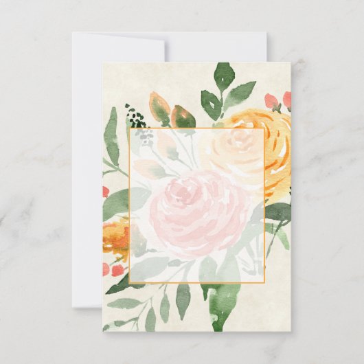 おしゃれなオレンジの花柄 結婚式の招待状(ベーシックプラン) 招待状 (正面)