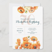 おしゃれなオレンジガーデンの花の70歳の誕生日パーティー 招待状 (正面)