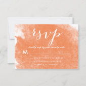 おしゃれなオレンジ水彩ウェディング返信カード 出欠カード (正面)