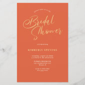 おしゃれなオレンジ色のサンセット 夏のブライダルシャワー招待状 (正面)