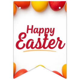 おしゃれなオレンジ＆イエローのイースターエッグ柄の紙 バンティングフラッグ