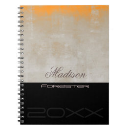 おしゃれなオレンジ グレー ブラックをパーソナライズ ノートブック