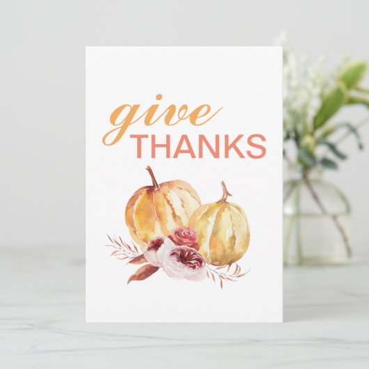 おしゃれなオレンジ＆レッド 感謝と感謝の気持ちを伝えるカボチャ シーズンカード (スタンド正面)