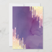 おしゃれなオンブルグリッター垂れ込みバイオレット 18歳の誕生日 招待状 (裏面)