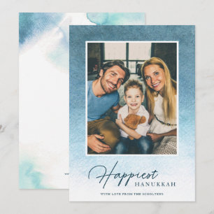 おしゃれなオンブル水彩画のハヌカの写真カード シーズンカード