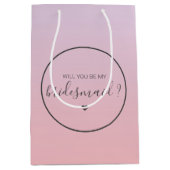 おしゃれなオンブレピンクのグラデーション　あなたは私のブライズメイドになってくれる？ ミディアムペーパーバッグ (正面)
