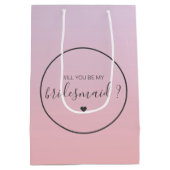 おしゃれなオンブレピンクのグラデーション　あなたは私のブライズメイドになってくれる？ ミディアムペーパーバッグ (裏面)