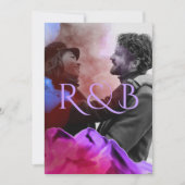 おしゃれなオンブレ山々オーバーレイ写真ウェディング 招待状 (正面)