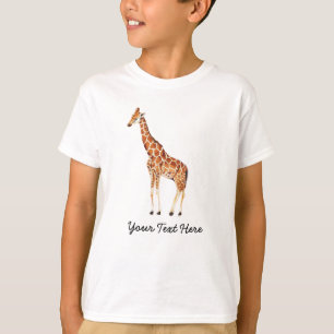 おしゃれなオーダーメイドサファリアニマル かわいいキリン Tシャツ