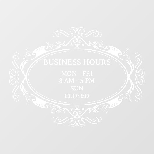 おしゃれなオーバルフレームの営業時間表示 ウィンドウサイン (シート)